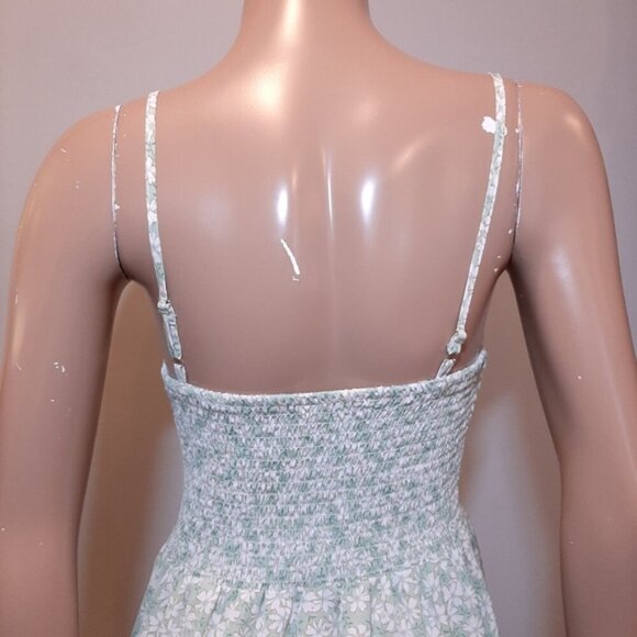 3/$20 SHEIN Floral Print Cami Dress Ruched Smocked Tiered Ruffle Babydoll Green - Picture 11 of 16